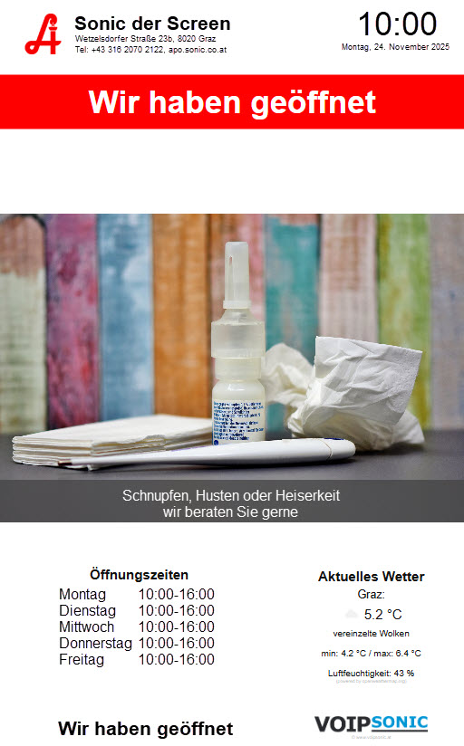 aposonic Infoscreen Testbild